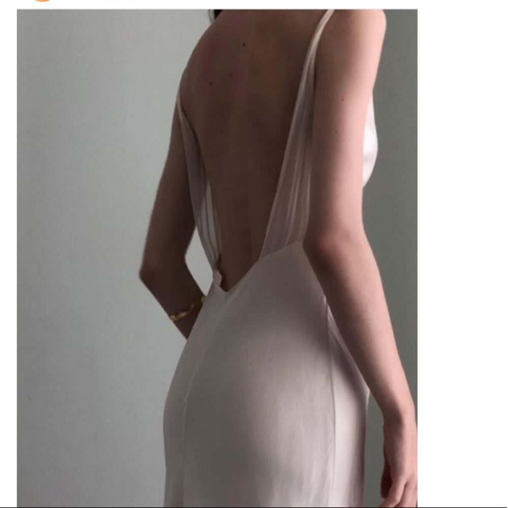 Vintage 90’s 100% Silk Slip Dress Silk Dress Cream White Cowl Prom Sheer - Picture 2 of 10